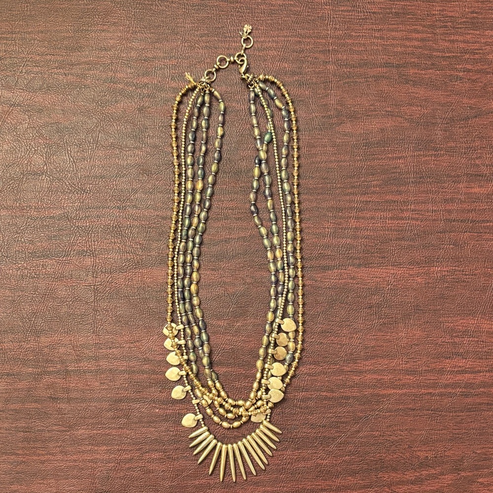Lucky Brand Gold and Black Multi-Strand Necklace